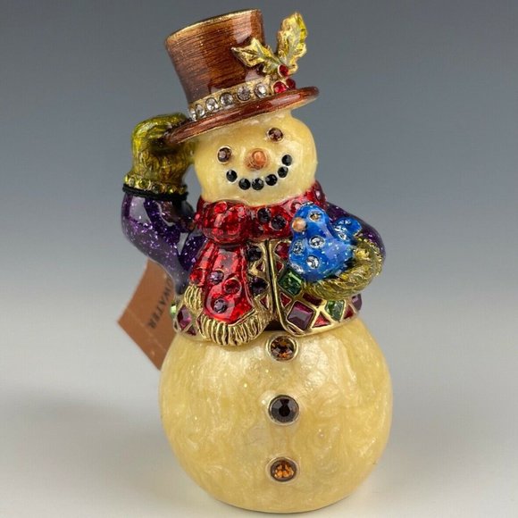 Jay Strongwater Snowman Trinket Box 2013 New In Box Swarovski Crystals - Picture 2 of 10